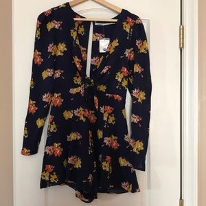 Urban Outfitters LS Navy/floral romper